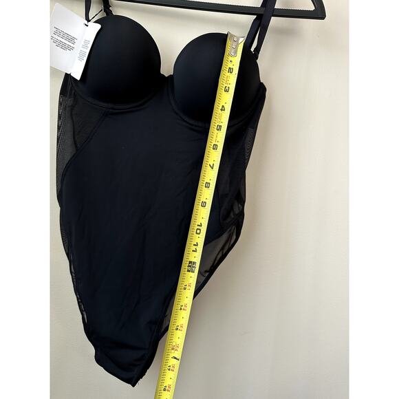 $260 Wolford Stretch Silk Bodysuit NEW Wired Bodysuit in Black Size MB - Picture 7 of 12